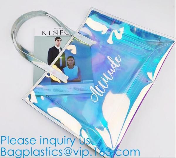 Waterproof Promotional Clear Tote Pvc Handle Shopping Bag, PVC Mat Waterproof