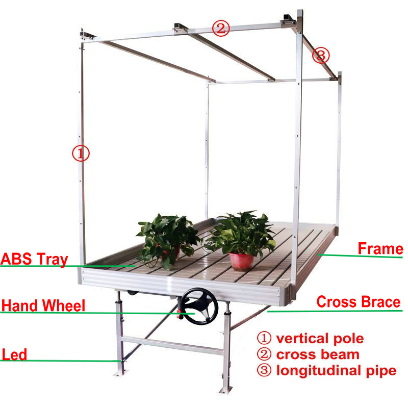 5x13 Feet Ebb Seedbed With Trellis Hanging Net Light For Medical Plants Rolling Greenhouse Benches