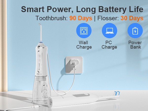 Professional 2-in-1 Sonic Teeth Cleaning Combo Soft Bristle Electric Toothbrush Water Flosser Whitening Waterproof Household