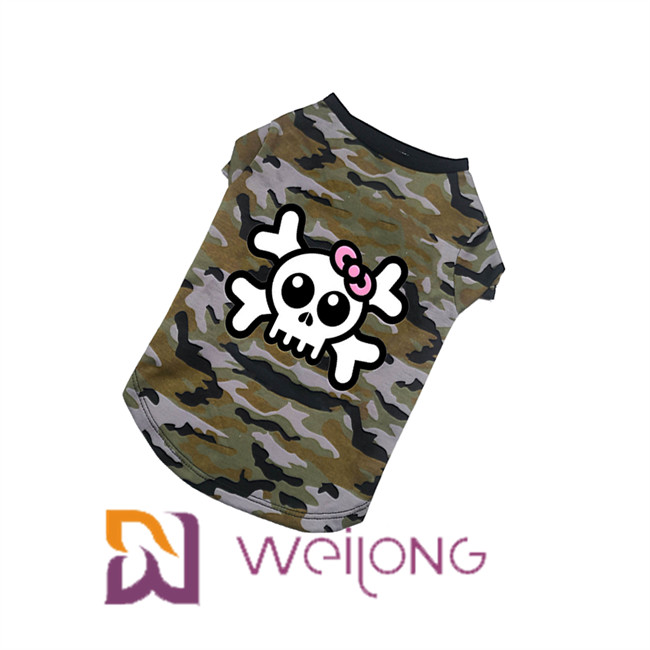 Poly Camo Skull Halloween Pet T Shirt for Dog 100% Poly Jersey 180G