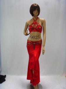 Quality Sexy Red Halter Neck Floor Length Metallic Bras &amp; Skirt Belly Dancing Clothes wholesale