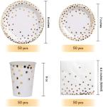 white Gold Polka Dot Paper Plates