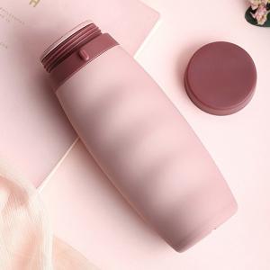 Quality Lightweight 600Ml OEM Pink Collapsible Silicone Water Bottle wholesale