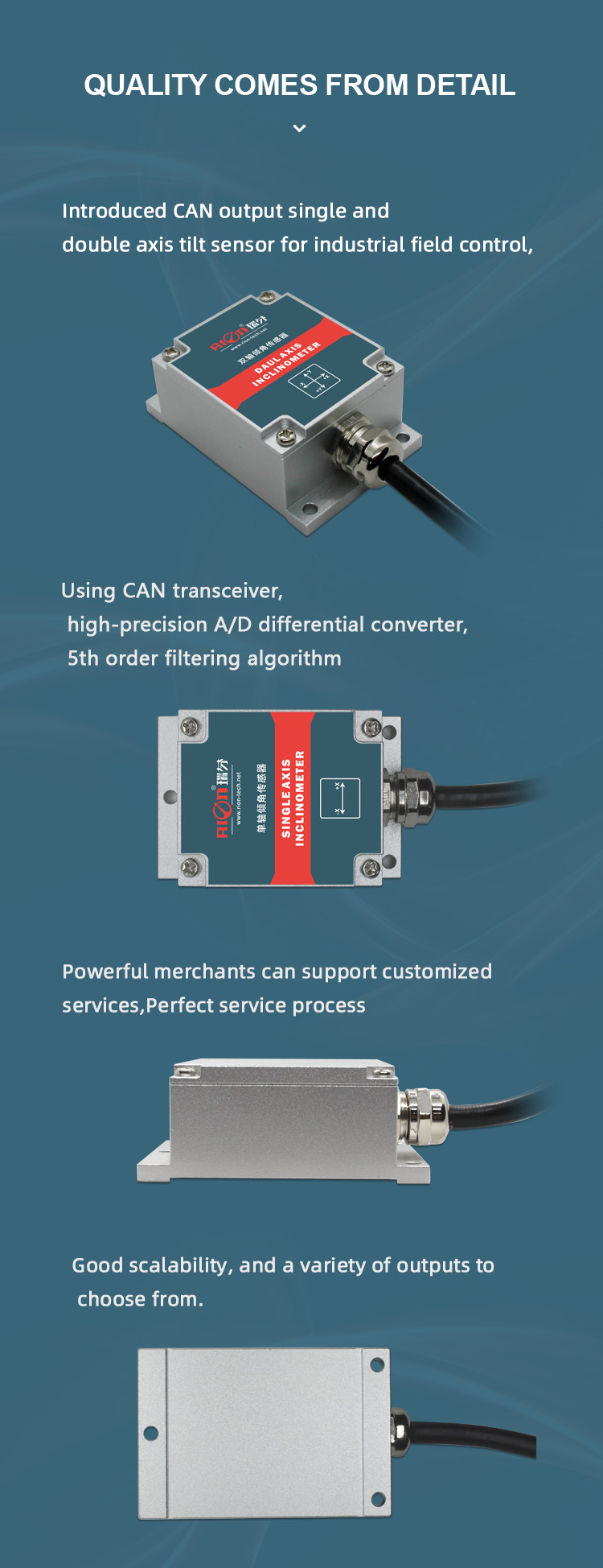 SCA116 Mems Dual Axis Digital Inclinometer CAN2.0A High Precision For Construction