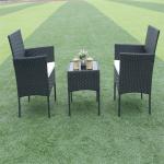 Outdoor Pool / Beach Rattan Coffee Table Chair Sets With Aluminum Frame Ottoman