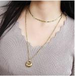 Ins Style Retro Drop Pendant Necklace Daily Torque Stainless Gold Necklace