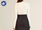 Stand Collar Fake V Neck Womens Knit Pullover Sweater Contrast Color Edge Top