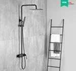 Copper Black Champagne Wall Mounted Shower Faucet Set With Handle