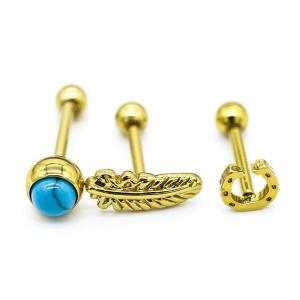 Quality Electrophoresis Gold Ear Piercing Jewellery Leaf Shape Helix Stud Earrings wholesale