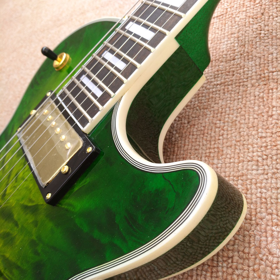 New style high-quality custom LP electric guitar, Green Flame Maple Top electric guitar with Gold hardware