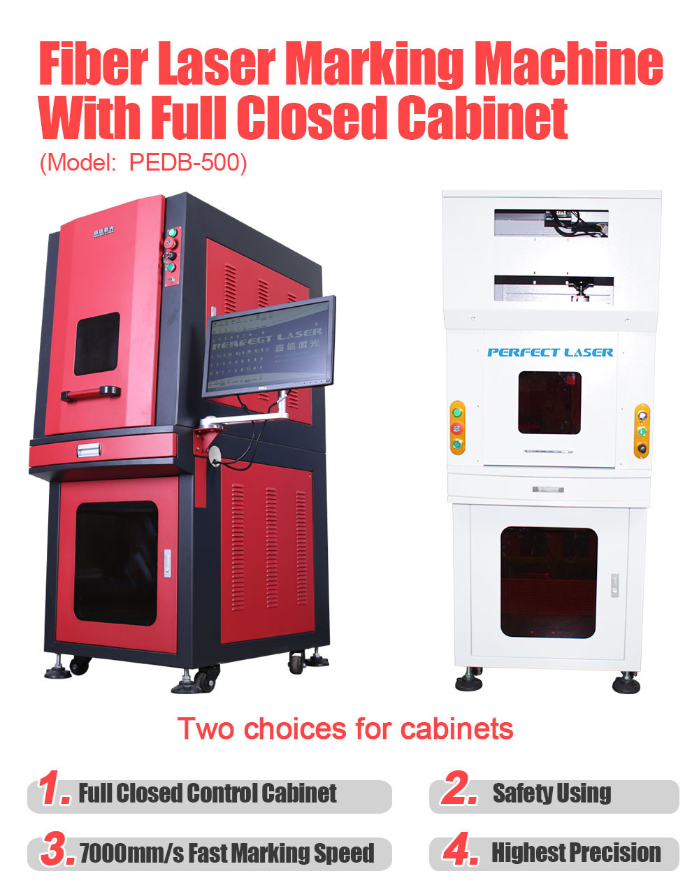 Professional Metal Etching Machine , Fiber Laser Marker With Fully Enclosed Cabinet