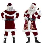 Christmas Plus Size Red Santa Claus Cosplay Suit 11-pieces Set Unisex Adults