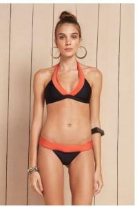 Quality Black Brazilian Bikini With Orange Quilted Trim Detail - Metalasse wholesale