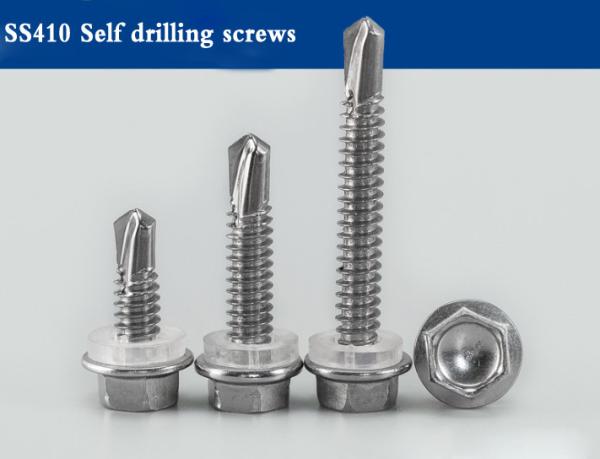 Cheap Hex Flange Head Self Drilling Screws With Rubber Washer , Self Drilling Tek Screws Stainless Steel for sale