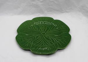 Quality Ceramic Green Cabbage Leaf Plates Customized Size Dolomite For Dinner wholesale