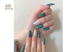 Press On Green Coffin ABS DIY Fake Nails With Stones And Glitter