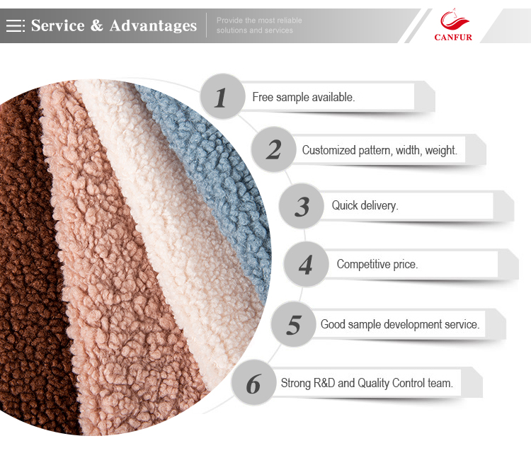 Polyester Wind Proof Sherpa Fleece Fabric for Clothing Bags Underwear Garment Jacket