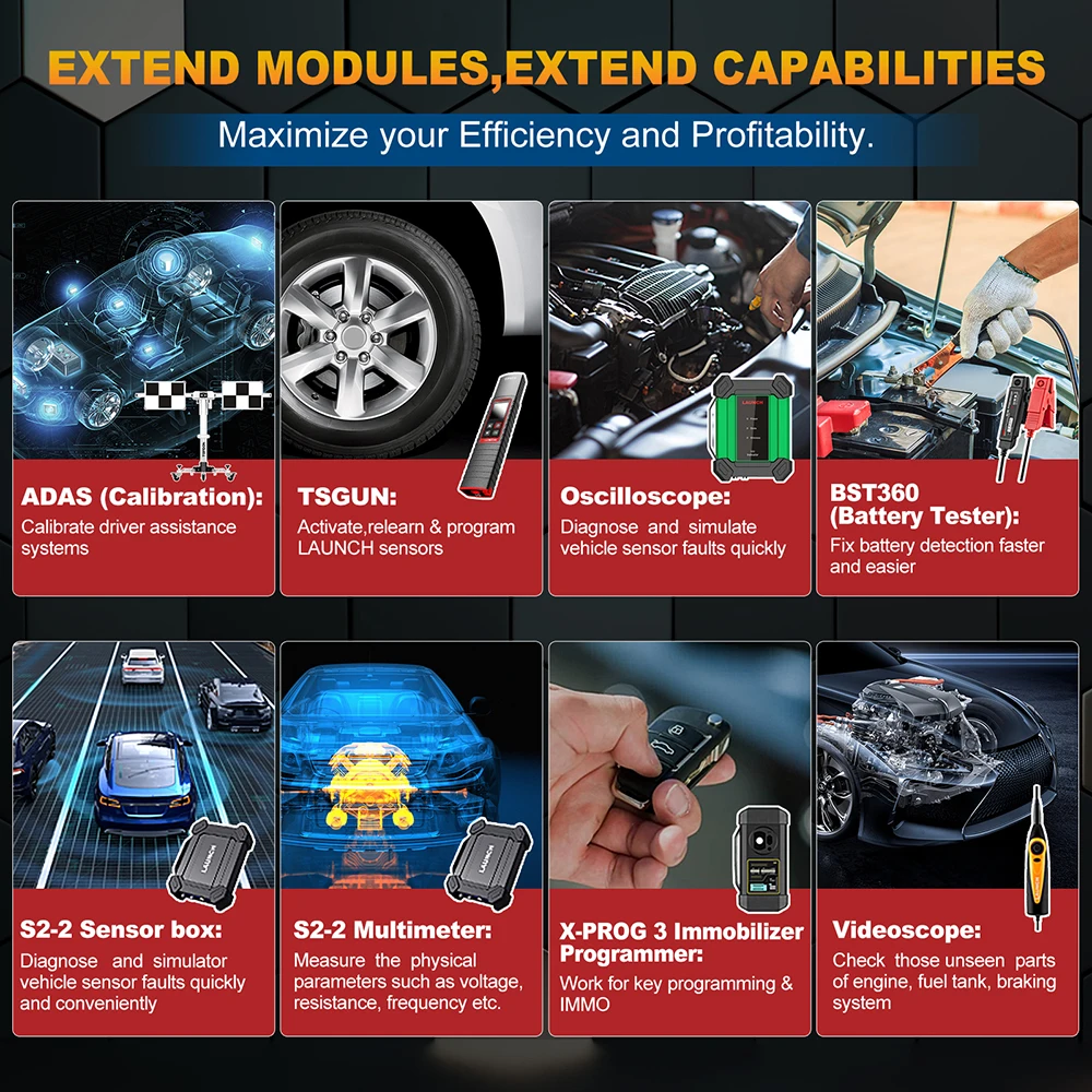 LAUNCH X431 PRO ELITE 8'inch Car Diagnostic Tools Auto OBD OBD2 Scanner All System CANFD/DOIP Active Test 32 Reset ECU C