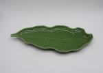 Earthenware Fresh Green Leaf Platter Ceramic Dolomite Foliage Shape Plates