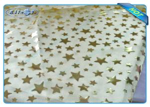 Quality Diposable Golden Star Printed Non woven Tablecloth Roll / Piece For Christmas Decoration wholesale