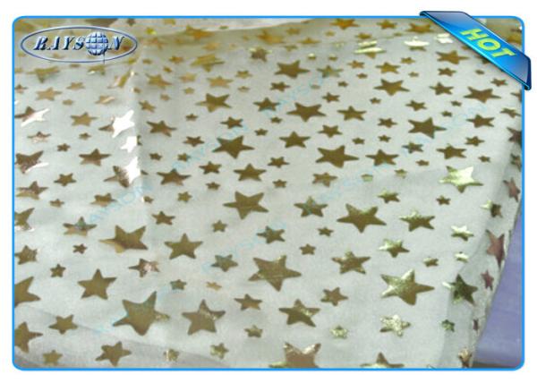 Diposable Golden Star Printed Non woven Tablecloth Roll / Piece For Christmas