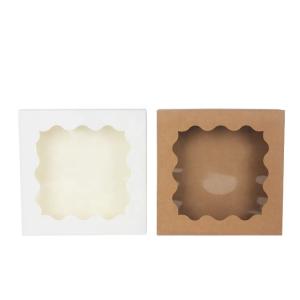 Quality Square Macaron Food Gift Contaienrs Paper Cake Boxes For Pastry With Window wholesale