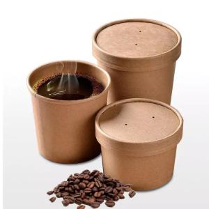 Quality Kraft Paper Disposable Takeaway Soup Cup Biodegradable Soup Container wholesale