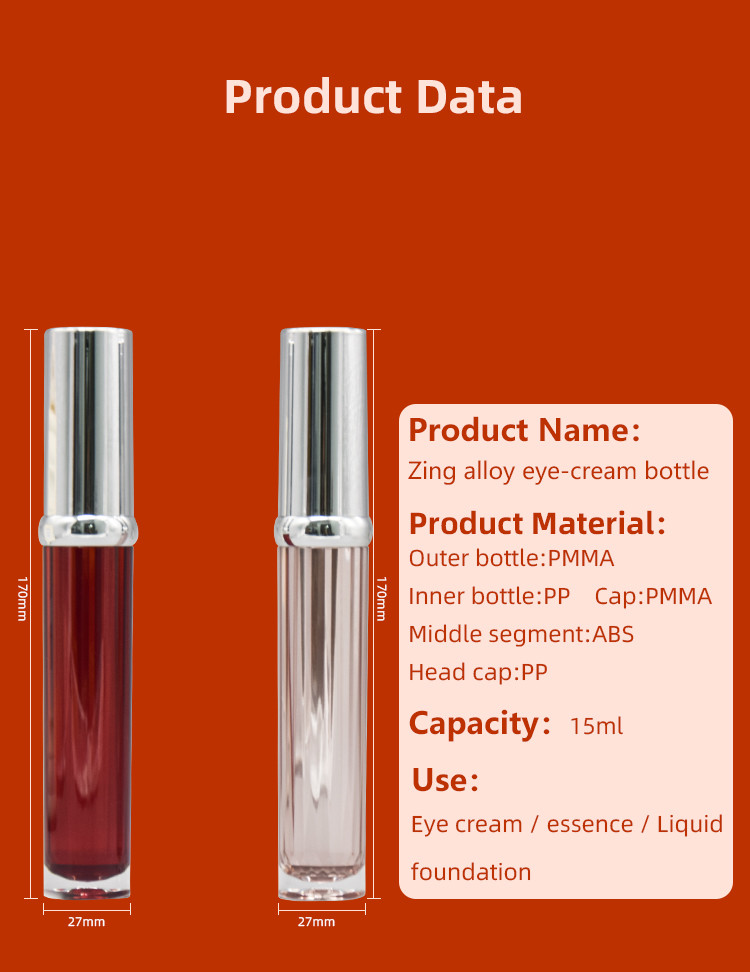 15ml Roller Ball Massage Acrylic Airless Pump Bottles For Skincare Eye Cream Packaging