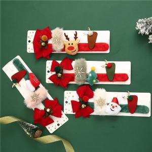 Quality Christmas Slap Bracelets Kids Hair Bow Clips Barrettes Hairpin 43g With Santa Claus wholesale