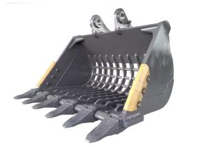 Quality V Ditch Excavator Rock Bucket , Excavator Rake Bucket Trapezoidal High Precision Welded wholesale