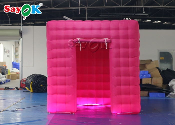 Event Booth Displays Square Double Middle Door Video Inflatable Photo Booth With Led Light