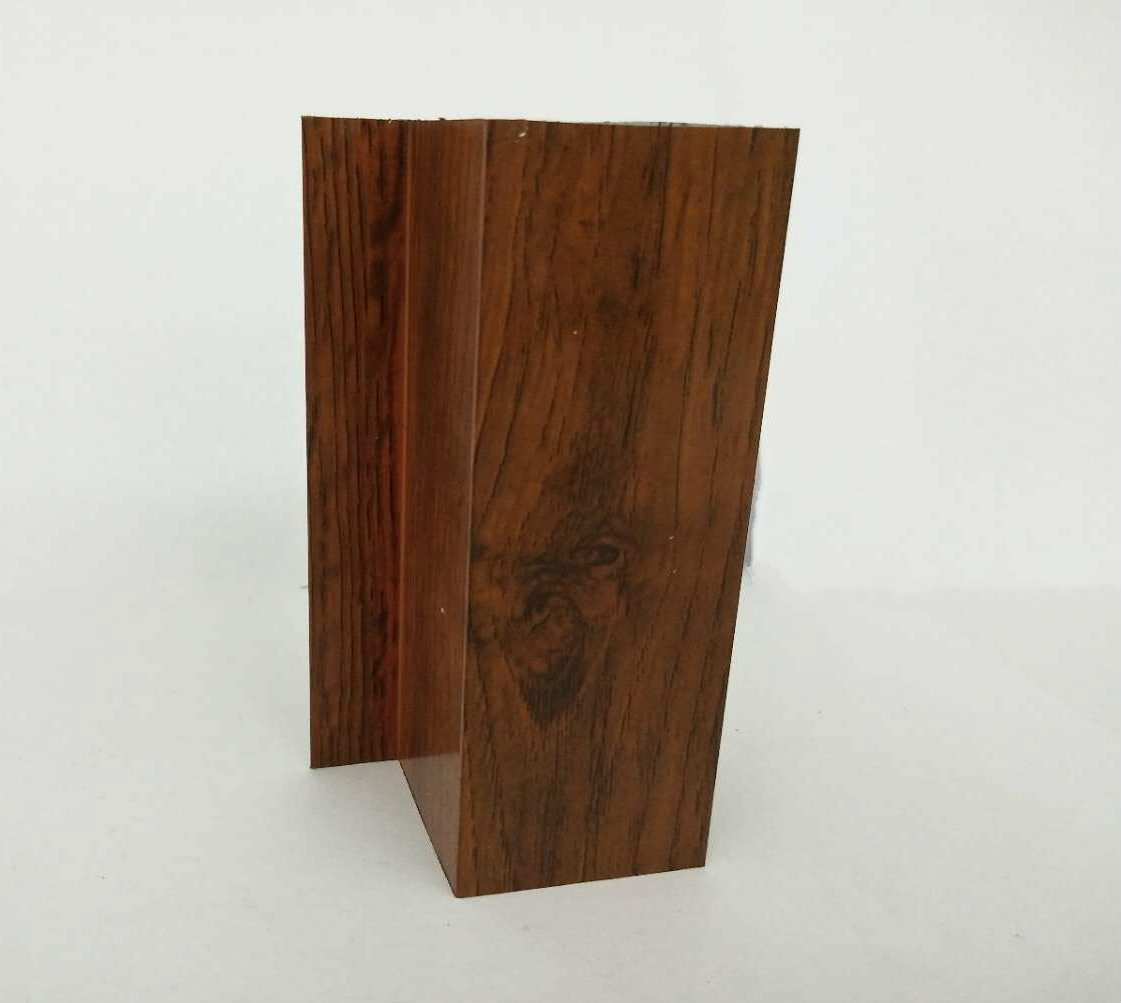 Brown Square Wood Finish Aluminium Profiles , Round For Sliding Glass Door