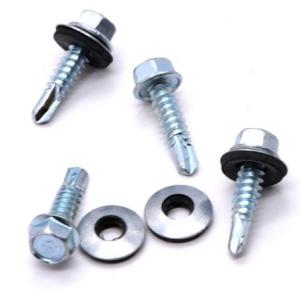Quality Zinc Plate Surface Hex Head Self Drilling Screw With Nylon Washer 4.8 Grade wholesale