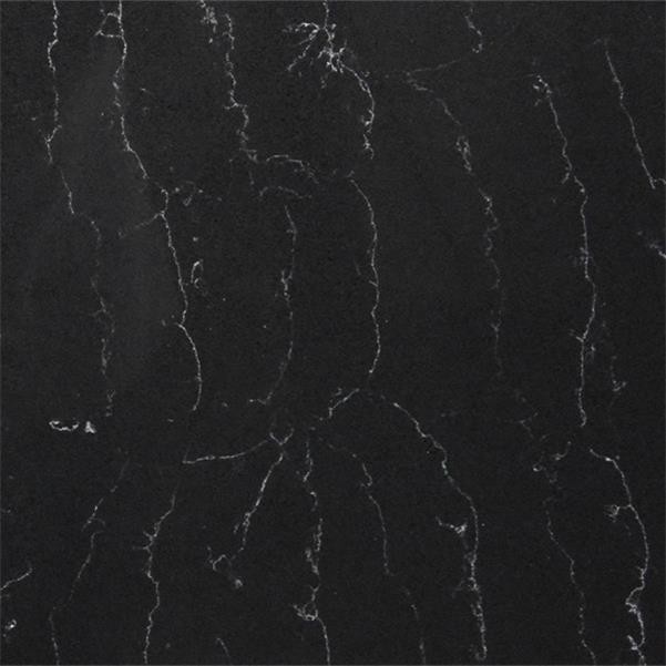 Marble Imitation 18MM Black Calacatta Quartz With Tiny White Veins
