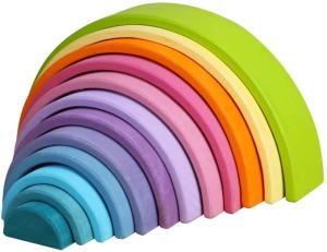 Quality 3D 2.75in Stacking Rainbow Wooden Rainbow Stacker 12 Piece wholesale