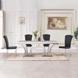 Quality Narrow Luxury Faux Marble Dining Table Stainless Steel 200cm Grey wholesale