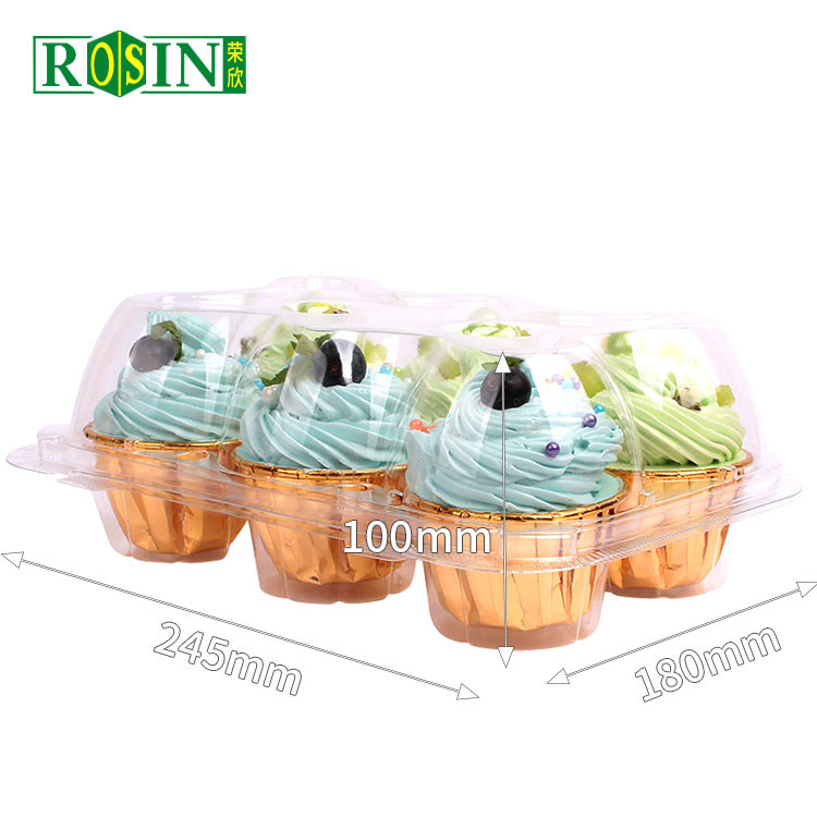 Custom Clear PET Plastic Cake Packaging Boxes 6 Count Convenient Assembly