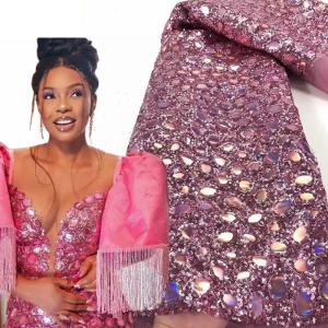 Quality Party Occasion African Multi Color Net Embroidery Tulle Lace Fabric for Wedding Dress wholesale
