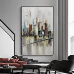 Hand Painted Colorful Knife Oil Painting on Canvas Living Room Decor Abstract