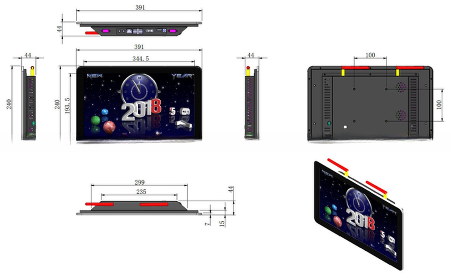 Metal 15.6 Inch Android Touch Panel PC 1920x1080 Support Linux Debian OS