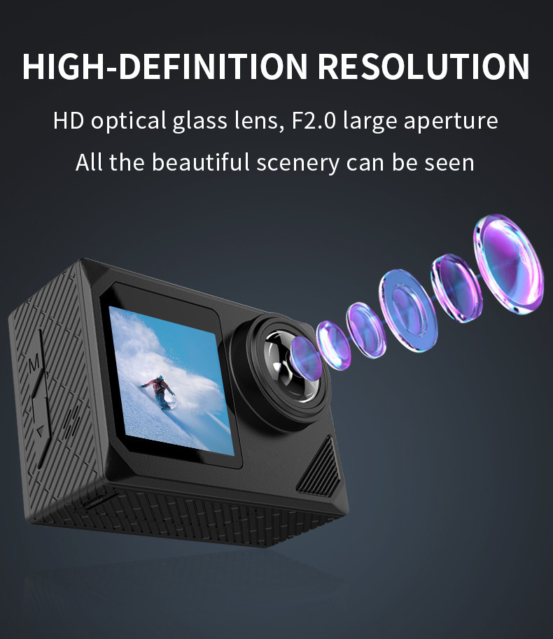 Wireless Selfie 1080P Sports Camera 400mAh Dual Screen Action