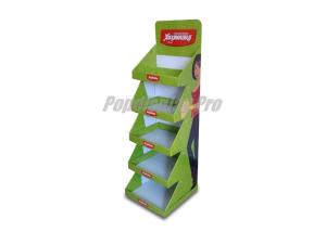 Quality Lightweight Green Cardboard Retail Display Stands Durable 2 Wedged Sides wholesale