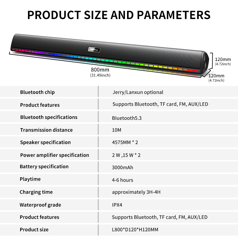 TV Home Theatre System Wireless Multimedia SoundBar with Subwoofer and Playtime 4-6 Hours