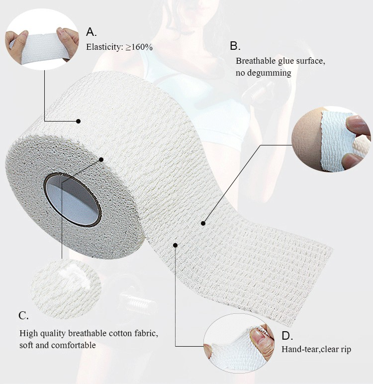 Tear Eab Sports Tape Elastic Cohesive Bandage Able Stretch Sport Reduce Pain 7.5cmx4.5m