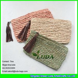 Quality LUDA lady cosmetic bags fashion crochetting paper straw handbags purses wholesale