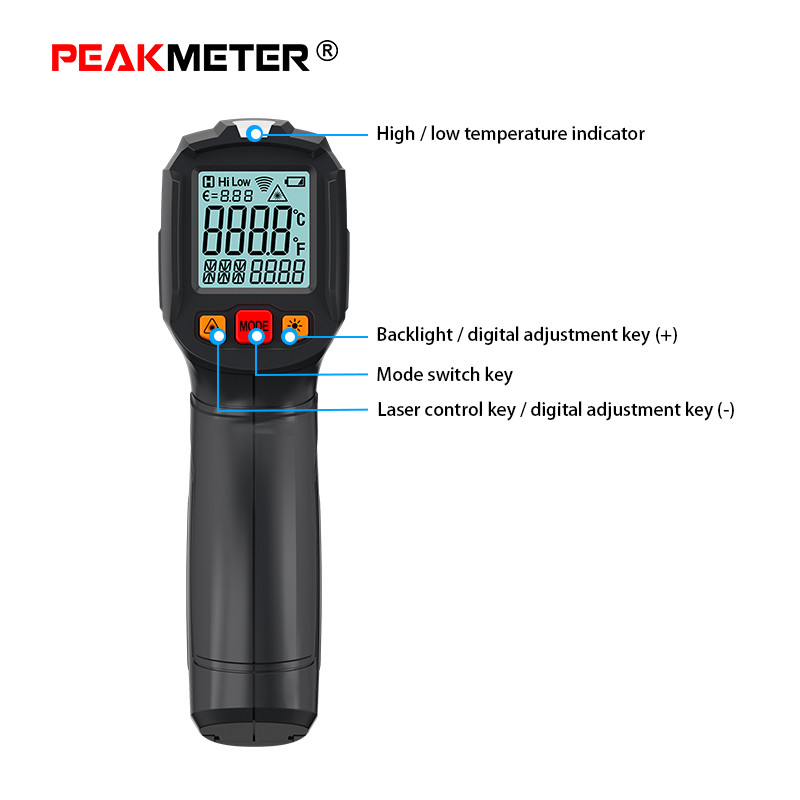 Non-contact measurement Handheld Industrial-grade thermometer 13-point laser measurement