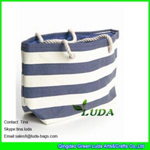 Quality LUDA handmade bags navy blue striped cheap paper straw hand bags wholesale