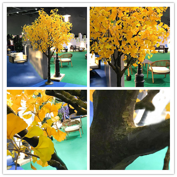 Wind Resistant Artificial Ginkgo Tree Garden Landscape Decoration / fake Evergreen Tree