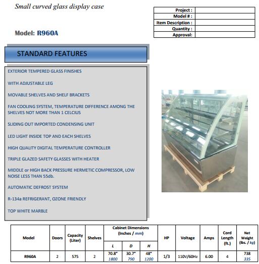 Hot sale bakery automatic defrosting display cabinet refrigeration equipment with CE/ETL