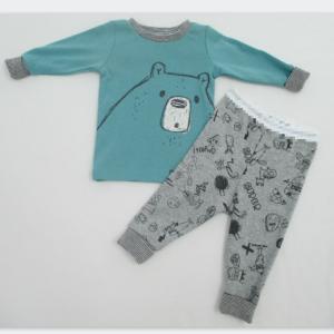 Quality Cotton 1x 1 Rib Baby Boy 2pcs Set O Neck Collar Ribbed Pyjama Set wholesale